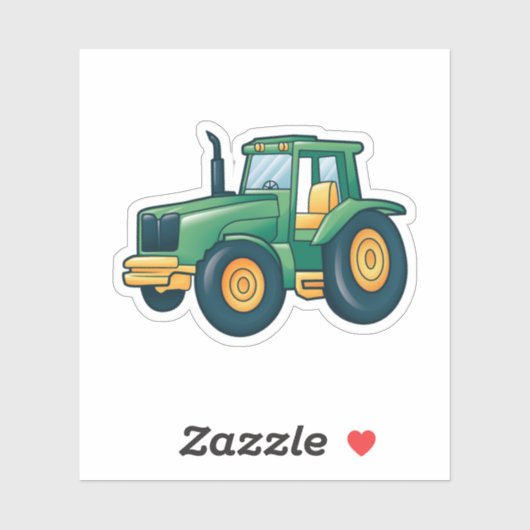 Green Tractor-Cartoon Sticker (Vel)