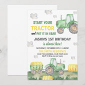 Green Tractor Farm Boy Birthday Party Kaart (Voorkant / Achterkant)