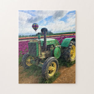 Green Tractor in Tulip Field, Oregon Legpuzzel