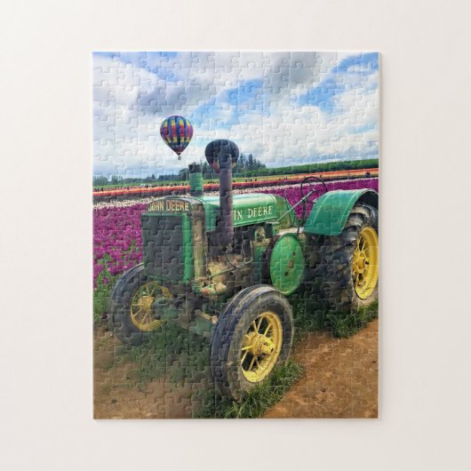 Green Tractor in Tulip Field, Oregon Legpuzzel (Verticaal)