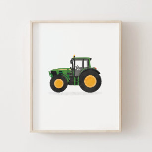 Green Tractor Kinder Room Decor Poster