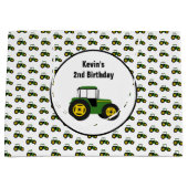 Green Tractor Large Birthday Gift Bag Groot Cadeauzakje (Voorkant)