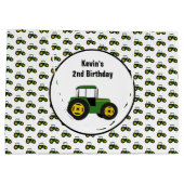 Green Tractor Large Birthday Gift Bag Groot Cadeauzakje (Achterkant)