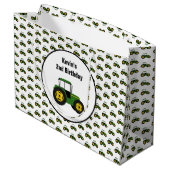 Green Tractor Large Birthday Gift Bag Groot Cadeauzakje (Achterkant Gekanteld)