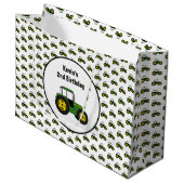 Green Tractor Large Birthday Gift Bag Groot Cadeauzakje (Voorkant Gekanteld)