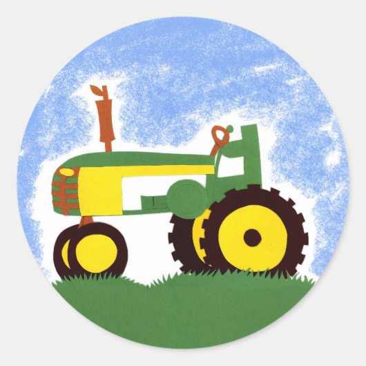 Green Tractor met Blue Sky Envelope Seal Sticker (Voorkant)