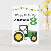 Green Tractor Personal Age Birthday Card Kaart (Gele Bloem)