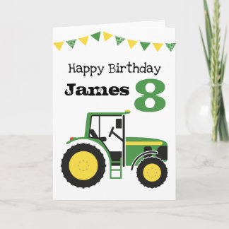 Green Tractor Personal Age Birthday Card Kaart