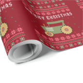 Green Tractor Ugly KerstSweater Cadeaupapier (Rol Hoek)
