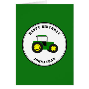 Green Tractors Custom Birthday KAART