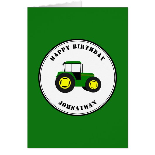 Green Tractors Custom Birthday KAART (Voorkant)