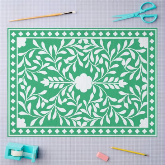 Green Traditional Bone Inlay Decoupage Paper Tissuepapier (Craft)