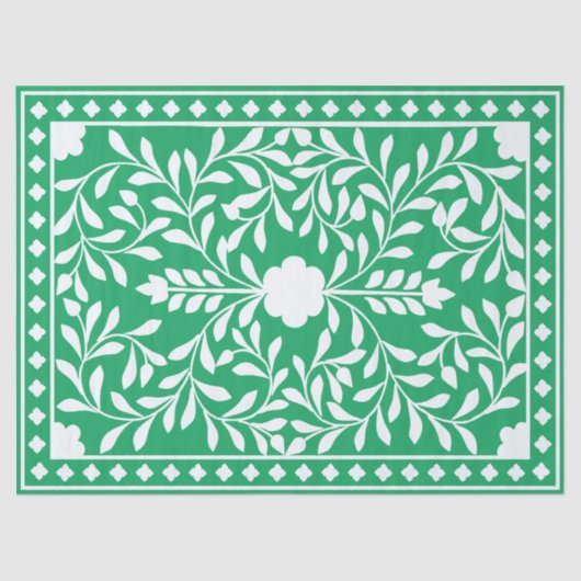 Green Traditional Bone Inlay Decoupage Paper Tissuepapier (Voorkant)