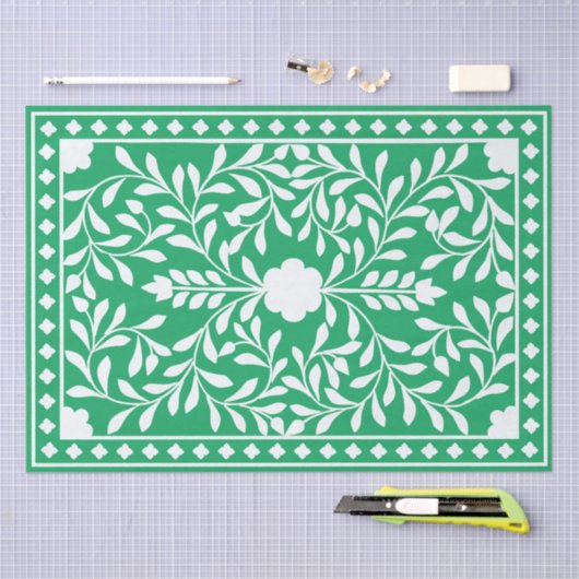 Green Traditional Bone Inlay Decoupage Paper Tissuepapier (Craft)