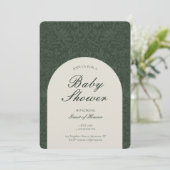 Green Traditional Floral Arts and Crafts Shower Kaart (Staand voorkant)