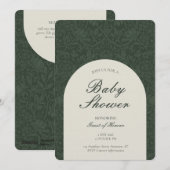 Green Traditional Floral Arts and Crafts Shower Kaart (Voorkant / Achterkant)