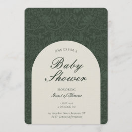 Green Traditional Floral Arts and Crafts Shower Kaart