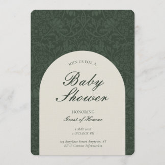 Green Traditional Floral Arts and Crafts Shower Kaart