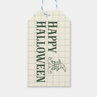 Green Traditional Witch Vintage Tags Cadeaulabel