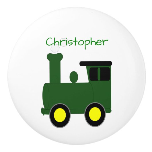 Green Train Design Personalised Keramische Knop (Voorkant)
