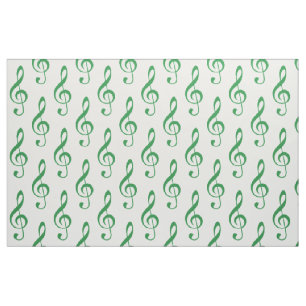 Green Treble Clef Pattern Fabric Stof