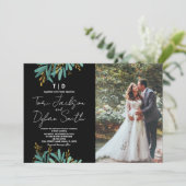 Green Tree bruiloft uitnodigingen met foto (Staand voorkant)