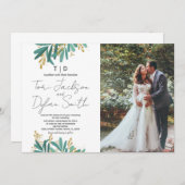 Green Tree bruiloft uitnodigingen met foto (Voorkant / Achterkant)