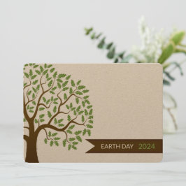 Green Tree en Cream Earth Day Invitation Kaart