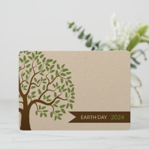 Green Tree en Cream Earth Day Invitation Kaart