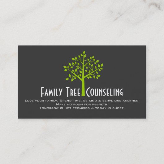 Green Tree Family Counceding Life Coach Spiritueel Visitekaartje (Voorkant)