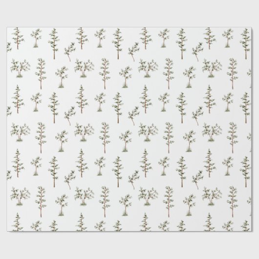 Green Tree Forest Woodland Pattern Cadeaupapier (Vlak)