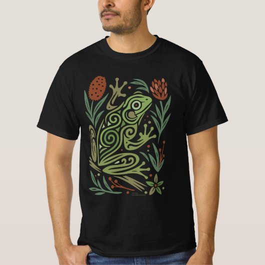 Green Tree Frog Australian Wildlife Tattoo Art T-shirt (Voorkant)