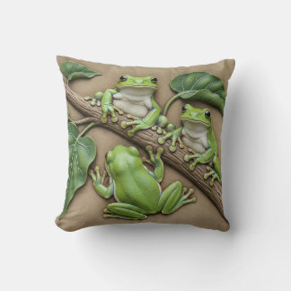 Green Tree Frogs Throw Cushion Kussen