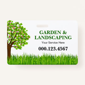 Green Tree Grass Landscaping Service Business Badge