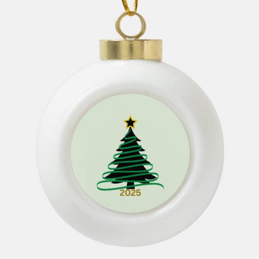 Green Tree Keramische Bal Ornament (Voorkant)