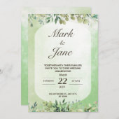 Green Tree Leaf Waterverf Huwelijksuitnodiging Kaart (Voorkant / Achterkant)