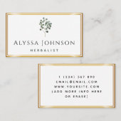 Green Tree Leaves Golden Lijst Herbalist Elegant Visitekaartje (Voorkant / Achterkant)
