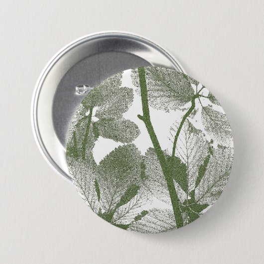 GREEN TREE LEAVES RONDE BUTTON 7,6 CM (Voorkant /achterkant)