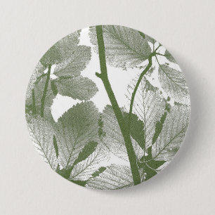 GREEN TREE LEAVES RONDE BUTTON 7,6 CM