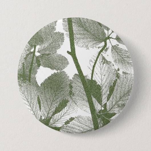 GREEN TREE LEAVES RONDE BUTTON 7,6 CM (Voorkant)