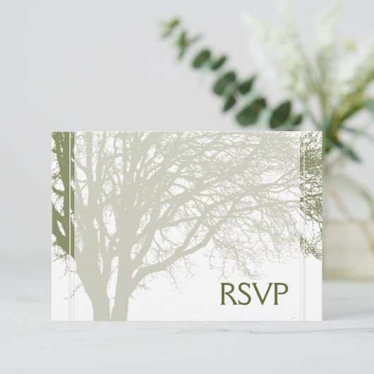 Green Tree of Life Bar Mitzvah RSVP Kaartje (Staand voorkant)