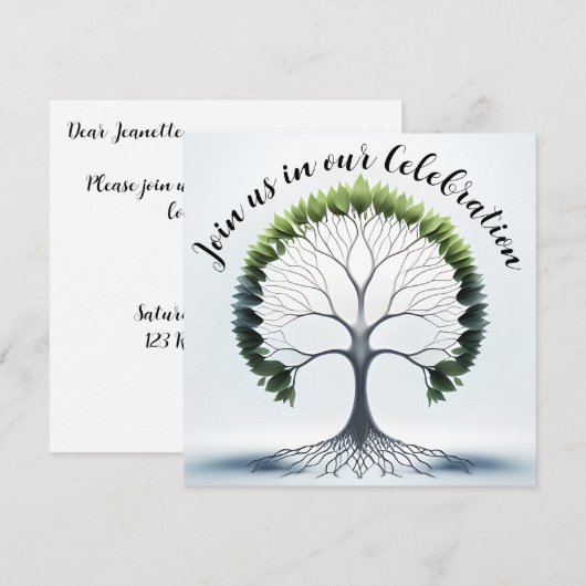 Green Tree of Life Feestuitnodiging Kaart (Voorkant / Achterkant)