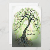 Green Tree of Life Wedding Invitation Kaart (Voorkant / Achterkant)