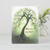 Green Tree of Life Wedding Invitation Kaart (Staand voorkant)