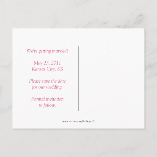 Green Tree Pink Hearts Bewaar de datum Aankondigingskaart (Achterkant)