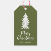 Green Tree Script Holiday Gift Labels Cadeaulabel (Voorkant)