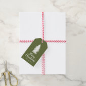 Green Tree Script Holiday Gift Labels Cadeaulabel (Met Touw)