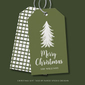 Green Tree Script Holiday Gift Labels Cadeaulabel