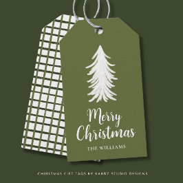Green Tree Script Holiday Gift Labels Cadeaulabel