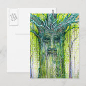 Green Tree Spirit Drawing Briefkaart (Voorkant / Achterkant)